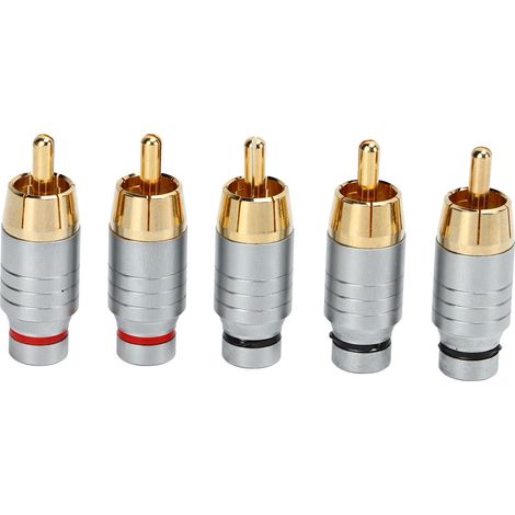 5 connecteurs RCA métalliques universels à souder pour câble audio vidéo fiche haut-parleur (1/5)