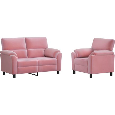 Juego de Sofá 2 pcs Rosa Terciopelo vidaXL (1/5)