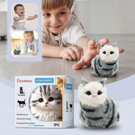Chat robot 25-26 cm, Mon robot chat en peluche réaliste, se comporte comme un vrai chat, jouet pour enfants (1/4)