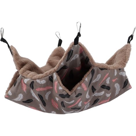 Hamac double couche pour petit animal domestique, doux et confortable, lit chaud suspendu avec crochet métallique fixe, 20 x 20 cm, plumes (1/5)