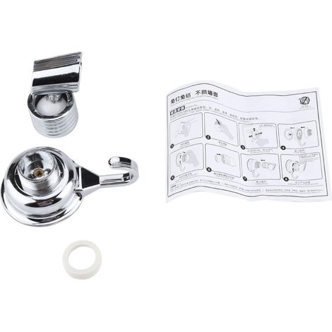 Support de douche à ventouse robuste, fixation murale réglable, diamètre 6,6 cm, sans perçage, pivotant, avec crochet porte-serviettes pour carrelage, verre et miroir de salle de bain (1/5)