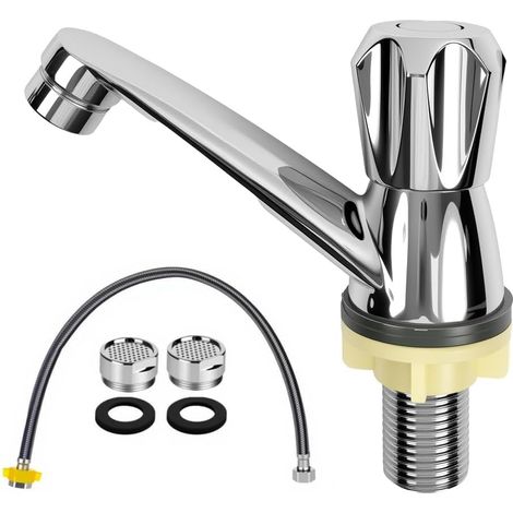 D'eau Froide Pour Wc Invités Robinet Chromé Robinetterie Froide Avec Raccord G1/2 Petit Robinet Froide Pour Cuisine Robinet Tuyau De 58 Cm (1/5)