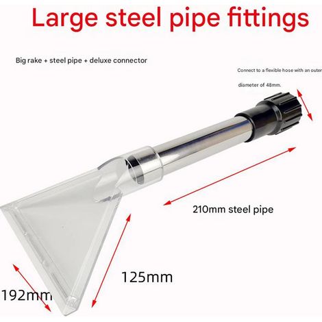 Kit Accessoire Aspirateur Injection-Extraction Canapé Siège Auto - Grande Tête Transparente Racleuse Universelle avec Tube Métal et Adaptateur Luxe pour Nettoyage Tissu Tapis - Transparent