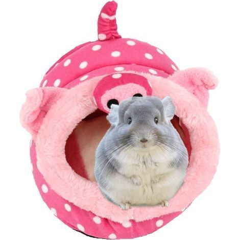 Panier pour Cochons d'Inde Adulte et Bébé en Peluche avec Coussin Amovible Ultra Doux et Confortable Nid Lit Maison Niche Grotte Abri Chaud pour Hérisson Hamster Chinchilla Écureuil Lapin Chat Rose (1/4)