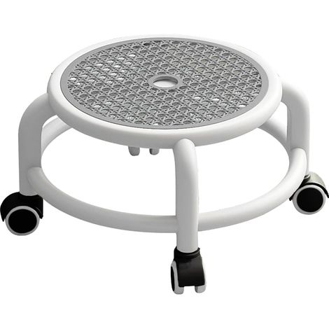 Tabouret bas rond à roulettes, tabouret de pédicure pivotant à 360°, repose-pieds robuste, mini tabouret mobile, poulie universelle haute capacité (1/5)