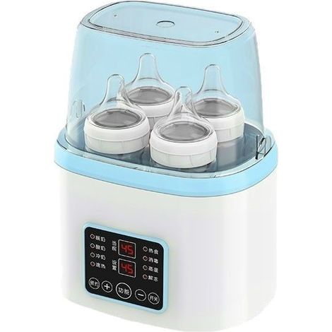 8-in-1 Babyflaschenwärmer, Milchwärmer, Babyflaschensterilisator mit einstellbarer Temperatur und LCD-Bildschirm, Platz für 4 Flaschen oder Gläschen, automatische Abschaltung, mit Fernbedienung (Blau) (1/5)