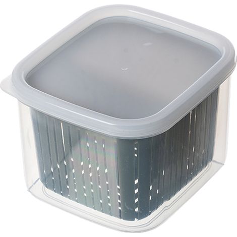 Boîte de rangement pour légumes et fruits avec 2 compartiments, organisateur de frigo pour oignon, gingembre, ail et légumes verts (1/5)