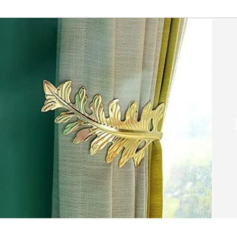 2 pièces de retenue de Rideau Rustique, Grands Crochets d'embrasse de Rideau de Conception de Feuille Vintage, retenue de Rideau décoratif rétro, Or (1/4)