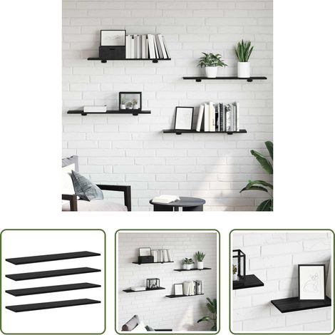 Rangement de livres - Étagère à livres 4 pcs Noir 80 x 20 x 1,5 cm Bois d'ingénierie (1/5)