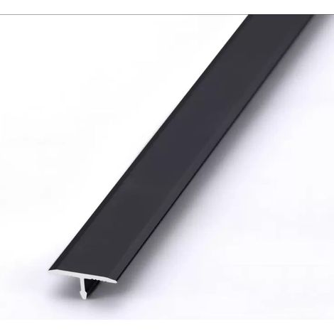Profilé en T, Noir Blanc Profil Rail De Transition Plate, Transition Facile Fixation, Bande De Moulure De Bord pour Moquette Et Revêtement De Sol, 90cm Long Aluminium Anodisé Barre De Seuil (1/5)