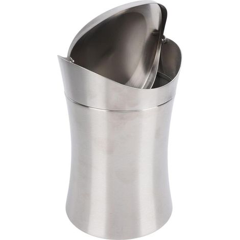 Mini poubelle de bureau en acier inoxydable avec couvercle basculant, poubelle de salle de bain, poubelle de table, petite poubelle pour bureau