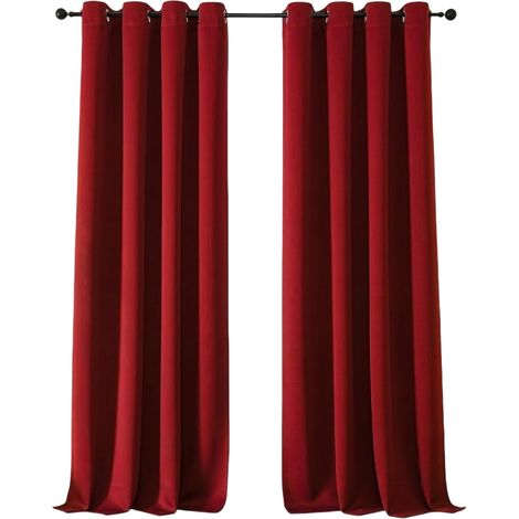 Tende Termiche Oscuranti in Velluto Rosso 2 pezzi 140x245 cm (1/4)