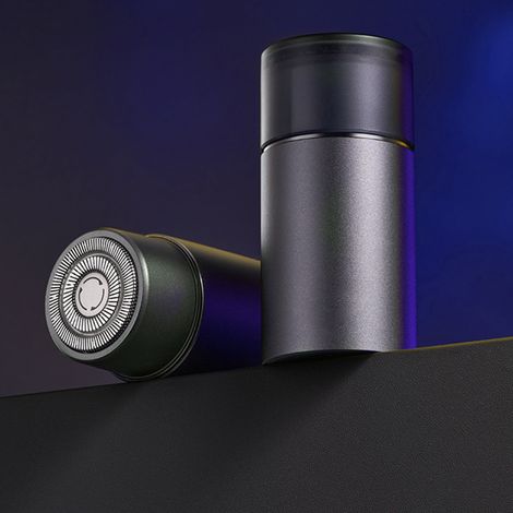 Tondeuse à barbe électrique pour homme, rechargeable, portable, légère, avec capteur intelligent, grise. (1/5)
