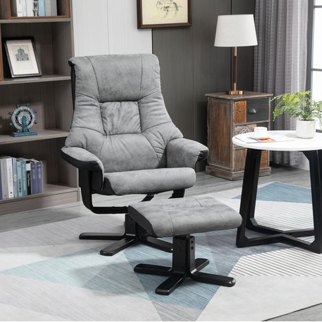 Sillón relax giratorio con reposapiés de microfibra gris 78 x 82,5 x 109 cm OKWISH (1/5)