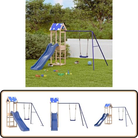 Spielturm Massivholz Kiefer - Holzspielgeräte - Spielturm - Kletterturm - Rutschen - Schaukel