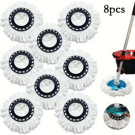 Lot de 8 têtes de rechange pour balai à franges rotatif à 360° en microfibre, recharges pour balai à franges Hurricane Magic, nettoyage facile (1/5)
