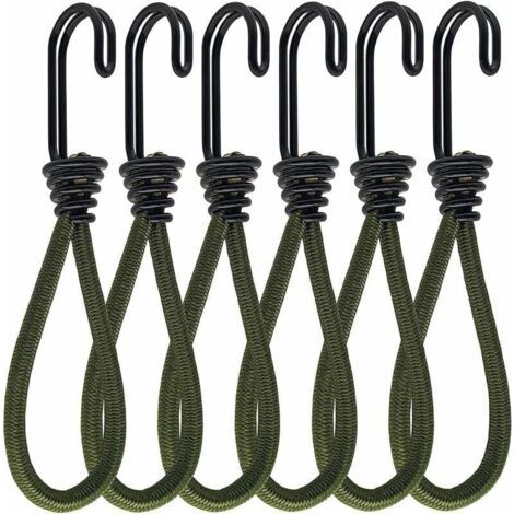 BUNTHAUS 6 Pièces Tendeurs Caoutchouc avec Crochet, Crochet pour Tendeur Ou Sandow, Tendeur Elastique Caoutchouc, pour Bannières, Tentes, Sacs de Couchage, Bâches (1/5)