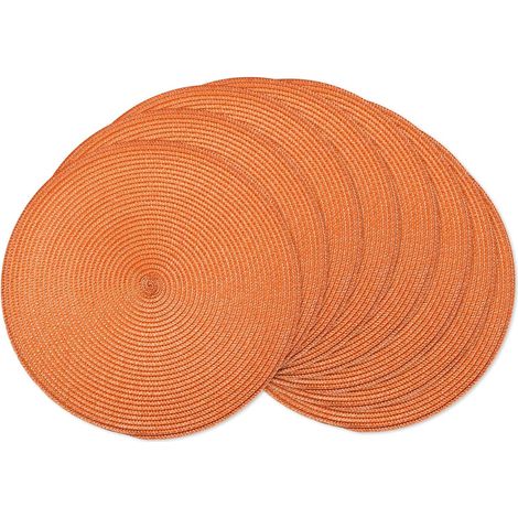 Lot de 8 sets de table ronds tressés de 38,1 cm pour tables de salle à manger, tissés naturels, résistants à la chaleur (orange, 8)'Orange 15 inches set of 8'Orange'15 inches set of 8 (1/5)