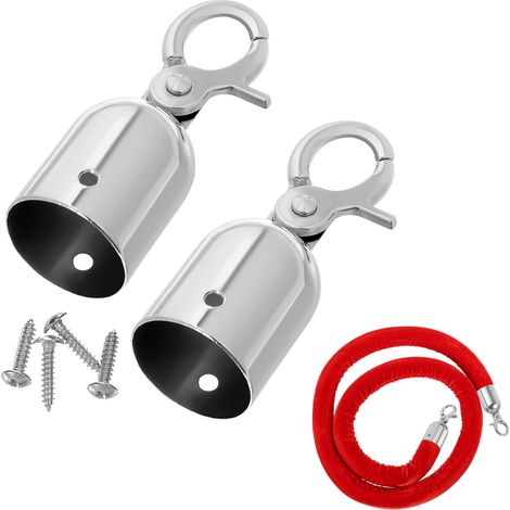 Embout De Corde Avec Mousqueton, Embout de Corde 26mm à 30mm Avec Crochet En Inox Accessoires De Sécurité Pour Cordon Barrière Et Escalier Bloque Cordon Et Bouchon (1/5)