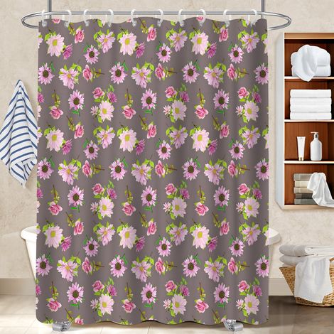 Rideau de douche en polyester 180x180 naturel voile de douche pour maison secondaire (1/5)
