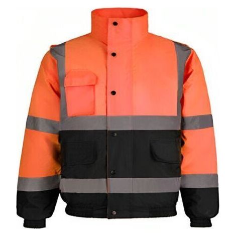 Veste réfléchissante haute visibilité - 2 tonnes orange fluo/bleu marine - Taille : L (1/3)