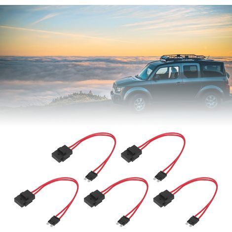 Ensemble de 5 connecteurs porte-fusibles automobiles, ATM 20 ampères 16AWG, porte-fusible à lame mini mince standard avec 5 fusibles à lame, taille moyenne ACT 19,1 mm. (1/5)