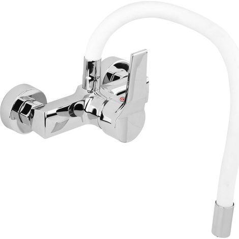 Küchenarmatur, Wandarmatur flexible, weiß, Wasserhahn, Spültischarmatur, Mischbatterie (1/5)