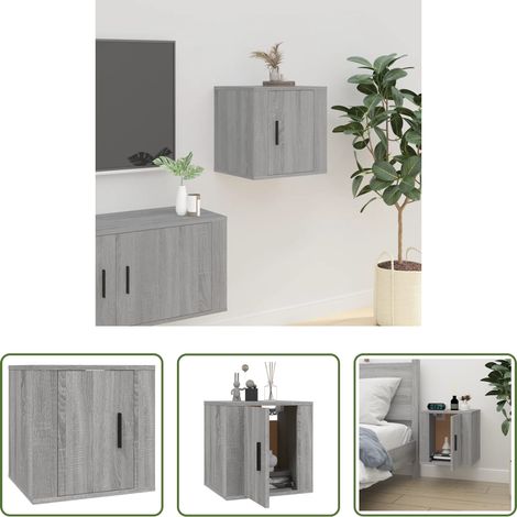 vidaXL Armoire tv -  Meuble TV mural Sonoma gris 40x34,5x40 cm (1/5)