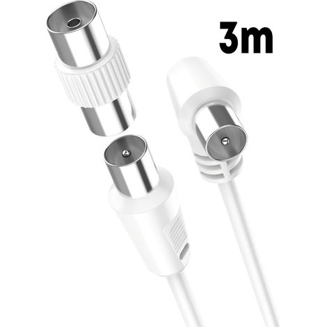 Cavo Coassiale Antenna TV con Connettore ad Angolo Retto Maschio Maschio Adattatore Femmina Femmina Incluso 3m Supporta HD UHD 4K (1/2)