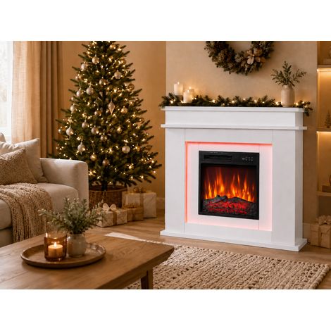 HOMAVO 18" Elektrokamin mit Heizung 900/1800W, Flammeneffekt, Timer und Überhitzungsschutz (1/2)