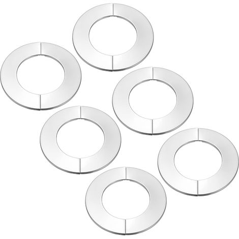 Round Stainless Steel Self Adhesive Patch Plate 3.27"/83mm, 6pcs Wall Cover for Water Pipe, Shower Mixer Cover Buckles Tap Heating Plumbing, Silver (1/5)