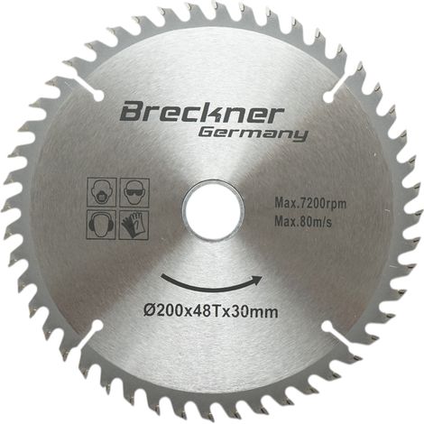 Disco circolare in widia per legno 200 × 30 mm, 48 denti, velocità massima 7.200 rpm Breckner Germany (1/3)
