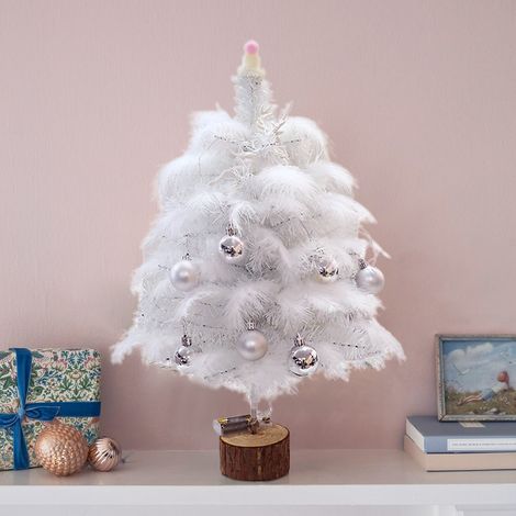 Kit de sapin de Noël à monter soi-même avec plumes blanches - Sapin de Noël de 45 cm (1/5)