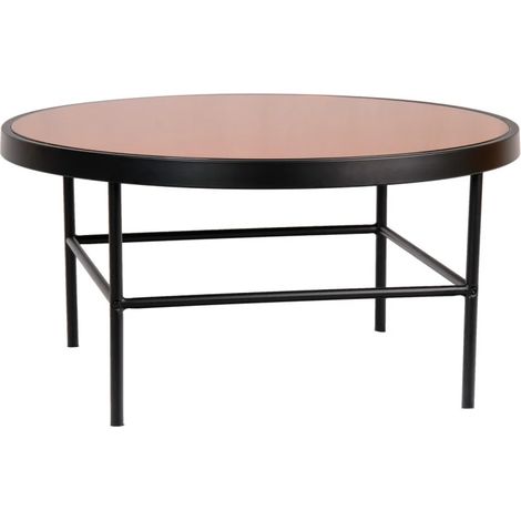 Table basse ronde 80 cm en verre cuivré et pieds métal - GILO 1785 (1/5)