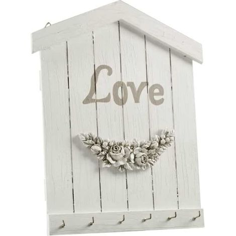 CASETTA PORTA CHIAV IN LEGNO DI COLORE BIANCO 23 X 30 CM (1/2)