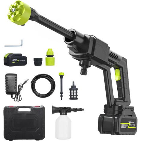 BUNTHAUS Nettoyeur haute pression sans fil 300W portable haute puissance lave voiture 6-en-1 avec 2 batteries pour véhicule sol mur jardin arrosage (5m tuyau prise EU) (1/5)