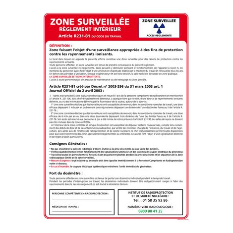 Panneau ZONE SURVEILLÉE – Adhésif – 210 x 300 mm