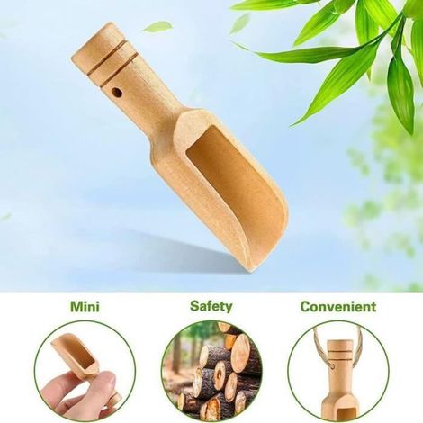 Cuillère à sel - Non spécifié - Mini cuillère en bois - 10 pièces - Antidérapante - Légère (1/4)