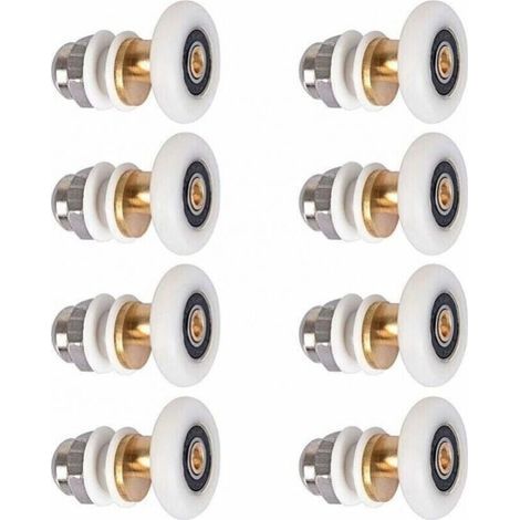 8 Pièces Roulette Porte Douche. Roulettes de Porte Coulissante Cabine de Douche Porte Poulies Roue de Rechange pour Rouleau avec Diamètre de Roues 25mm (1/4)