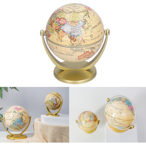 Vintage-Globus im englischen Miniatur-Stil für den Schreibtisch, drehbar, aus farbenfrohem Kunststoff, mit stabilem und langlebigem Standfuß, lehrreiche Dekoration für Zuhause (1/5)