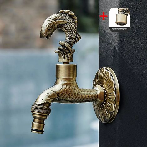 (Modèle 6) Robinet de jardin extérieur en cuivre sculpté antique, pour machine à laver, robinet de toilette de luxe WB8510 (1/5)