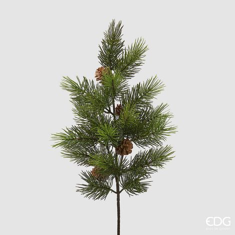 EDG Enzo De Gasperi Ramo di Pino con Pigne H65 cm Verde – Decorazione Natalizia (1/4)