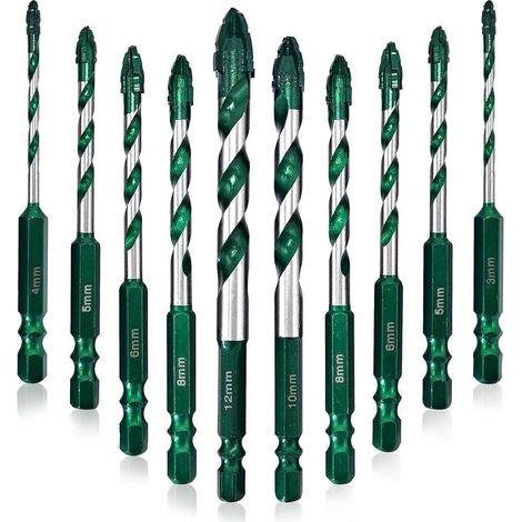 Fliesenbohrer-Set 10 tlg Kobalt 3-12 mm für Fliesen Glas Keramik (1/5)
