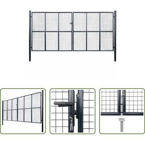 vidaXL Verzinkter Stahl - Maschen-Gartentor verzinkter Stahl 400 x 200 cm Grau (1/5)
