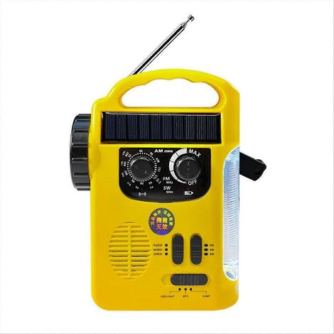 Notradio mit 1200 mAh Akkukapazität, Handkurbel, solarbetriebener AM/FM-Empfänger und Dynamo für Notfälle, tragbar (1/5)