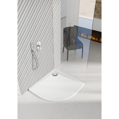 Receveur de douche en acrylique blanc - semi circulaire R55 - CRES - 80 x 80 (1/5)