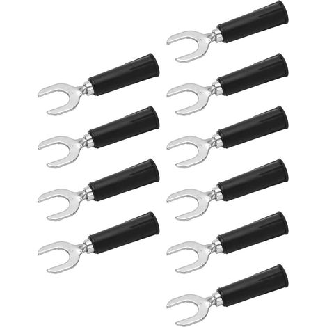 Connectique électrique 10 pièces fiche banane fourche cuivre PVC 4mm trou 8mm cosse en U noir domino (1/5)