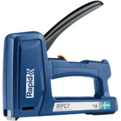 FPLUS grapadora manual rapid rpc7 7 en 1 , La RPC7 se puede cargar con grapas de alambre fino, alambre plano y cable, clavos y pins. Los campos de aplicación de esta grapadora son,