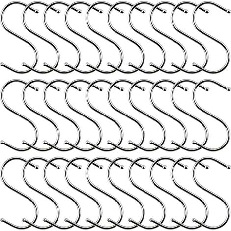 30 crochets de suspension en forme de S, crochets de cuisine en acier inoxydable de 7 cm crochets de suspension en forme de S crochets de suspension en métal antirouille crochets en métal pour cuisine (1/5)
