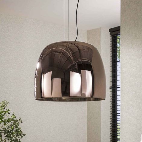 Suspension ronde 48x150 cm en verre cuivré et noir - KOTZY